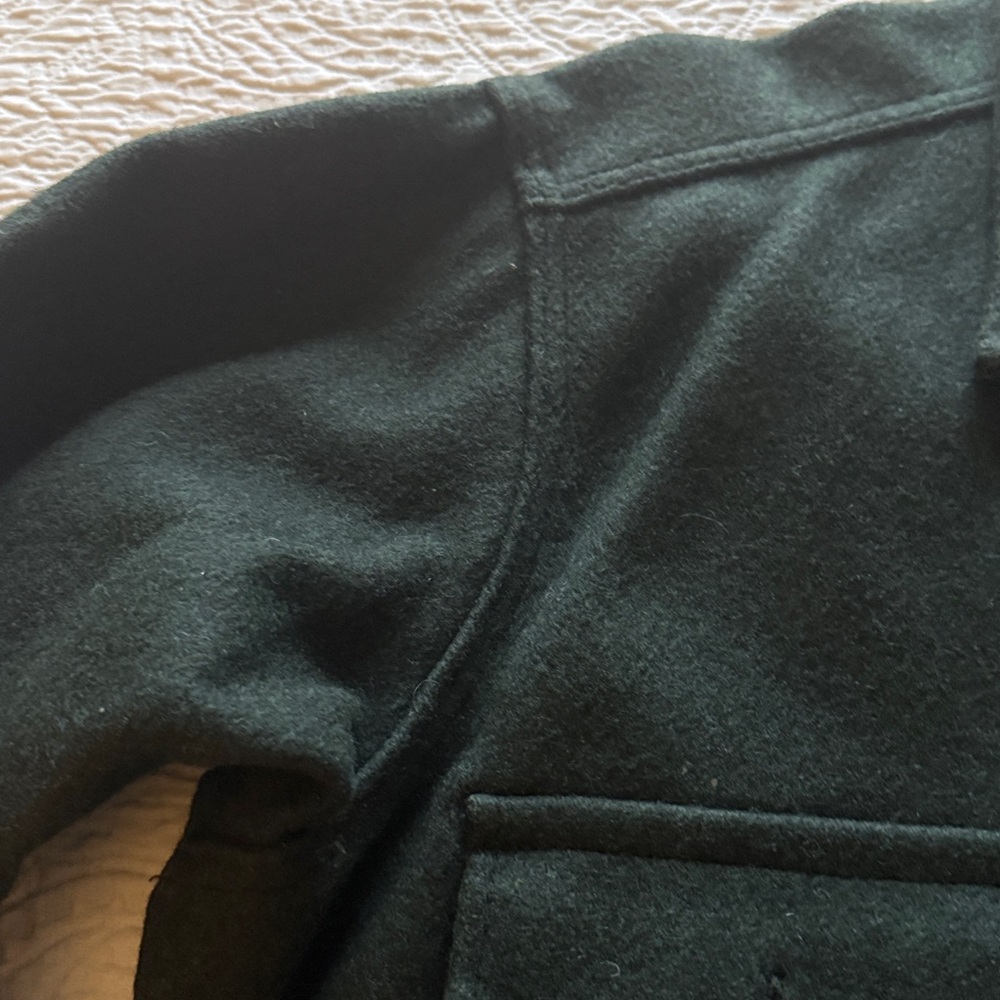 Melton Men's Dark Green Wool Shirt Jacket - Picture 7 of 8